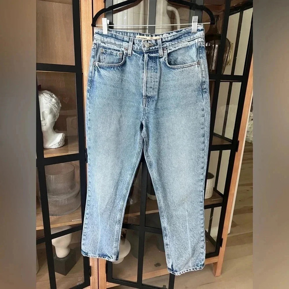 GRLFRND jeans Karolina High Rise Straight Cropped Larchmont light wash 28 denim - Picture 2 of 8